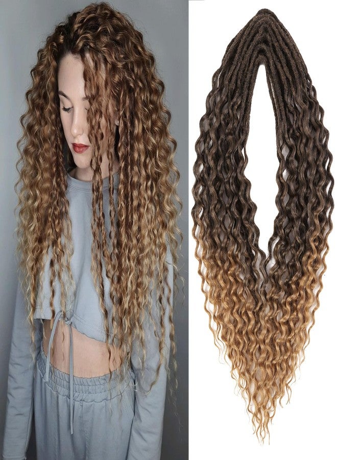 WIGER Ombre Blonde Curly Dreads Extension Wavy Double Ended Dreadlock Extensions Honey Blonde DE Ombre Curly Twist Faux Locs Hair Handmade Synthetic Soft Locs Hair Weave (20 Strands, 1B/27) - Image 1